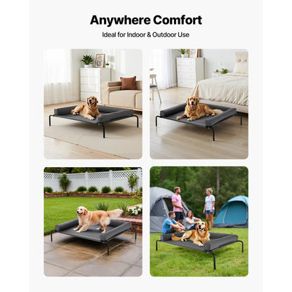 VEVOR Elevated Dog Bed for Large Dog Portable Raised Dog Cot with Pillow XL Gray