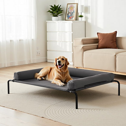 VEVOR Elevated Dog Bed for Large Dog Portable Raised Dog Cot with Pillow XL Gray