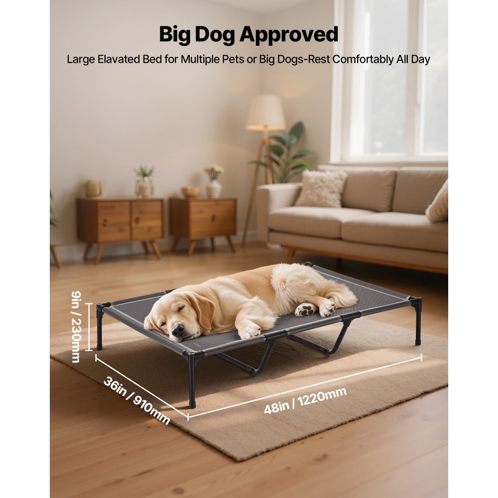 VEVOR Elevated Dog Bed for Large Dog Portable Raised Dog Cot with Metal Frame XL