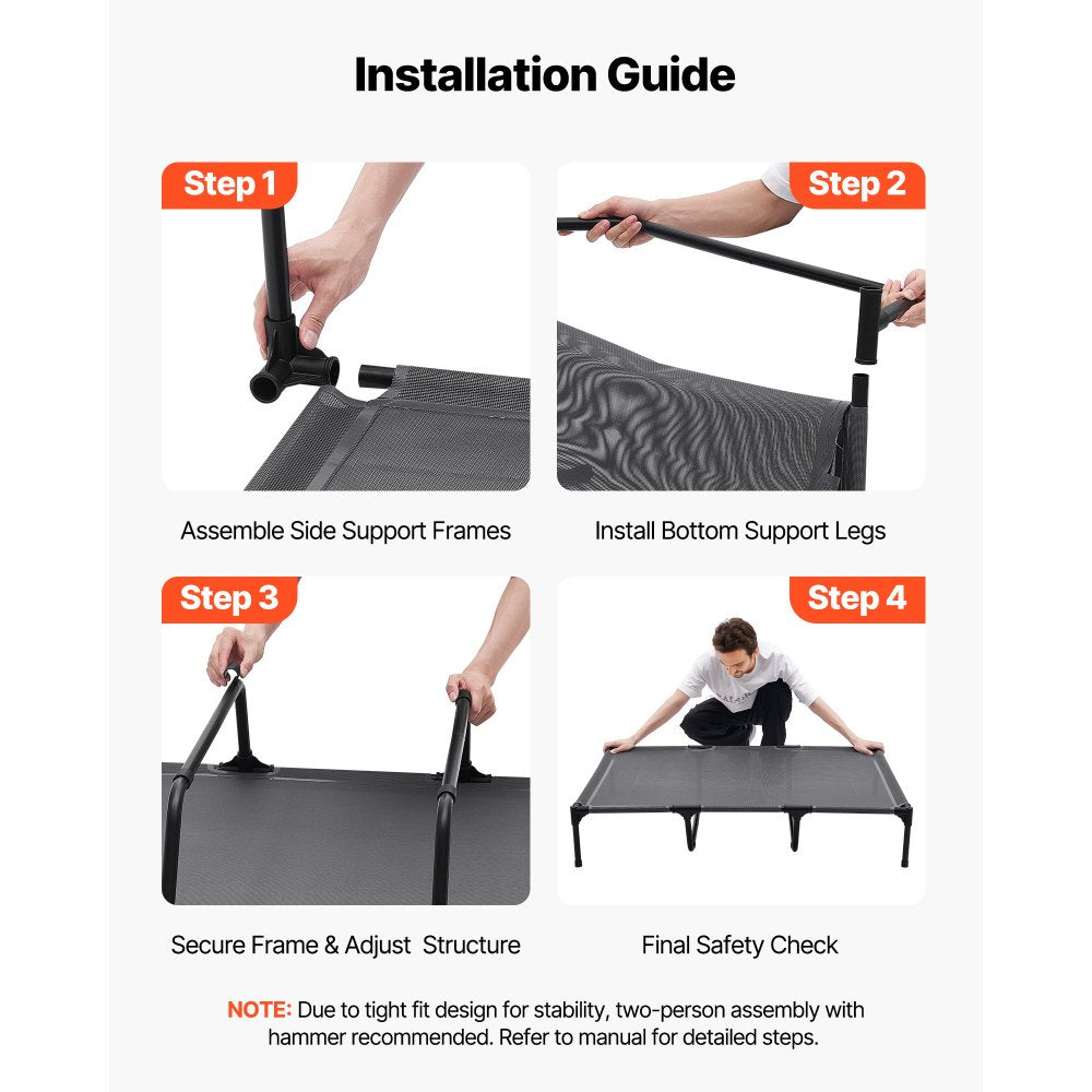 VEVOR Elevated Dog Bed for Large Dog Portable Raised Dog Cot with Metal Frame XL