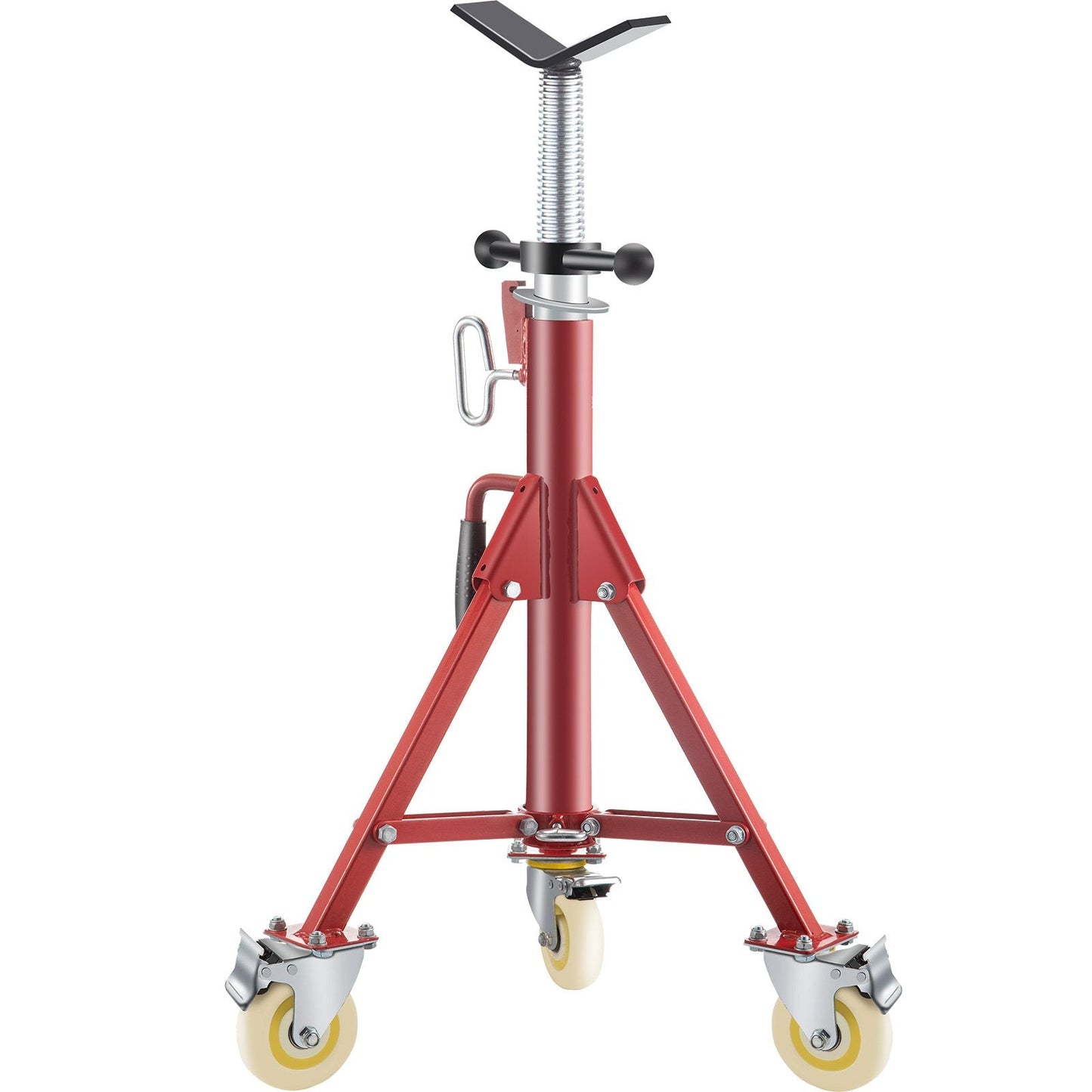 Adjustable Pipe Jack Stand with Casters, 71-131cm Height, 400kg Capacity