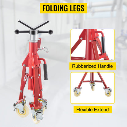 VEVOR Pipe Stand, Pipe Jack Stands with Casters Adjustable Height 28-52 Inch, V