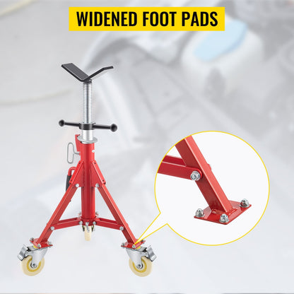 Adjustable V-Head Pipe Stand with Casters, 23.6-42.5 m Height, 400 kg Capacity