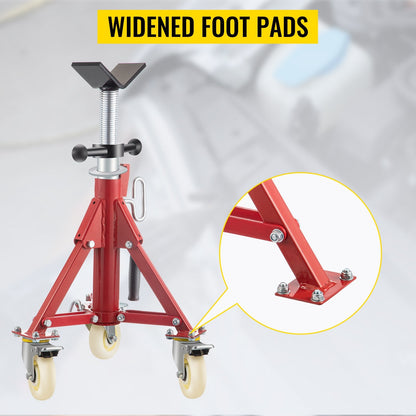 Adjustable Steel Pipe Stand with V-Head and Casters, 400kg Capacity, 0.5-1m Height