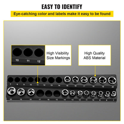 6-Pack Magnetic Socket Organizers, Metric & SAE, 1.27m, 0.95m, 0.64m Drive
