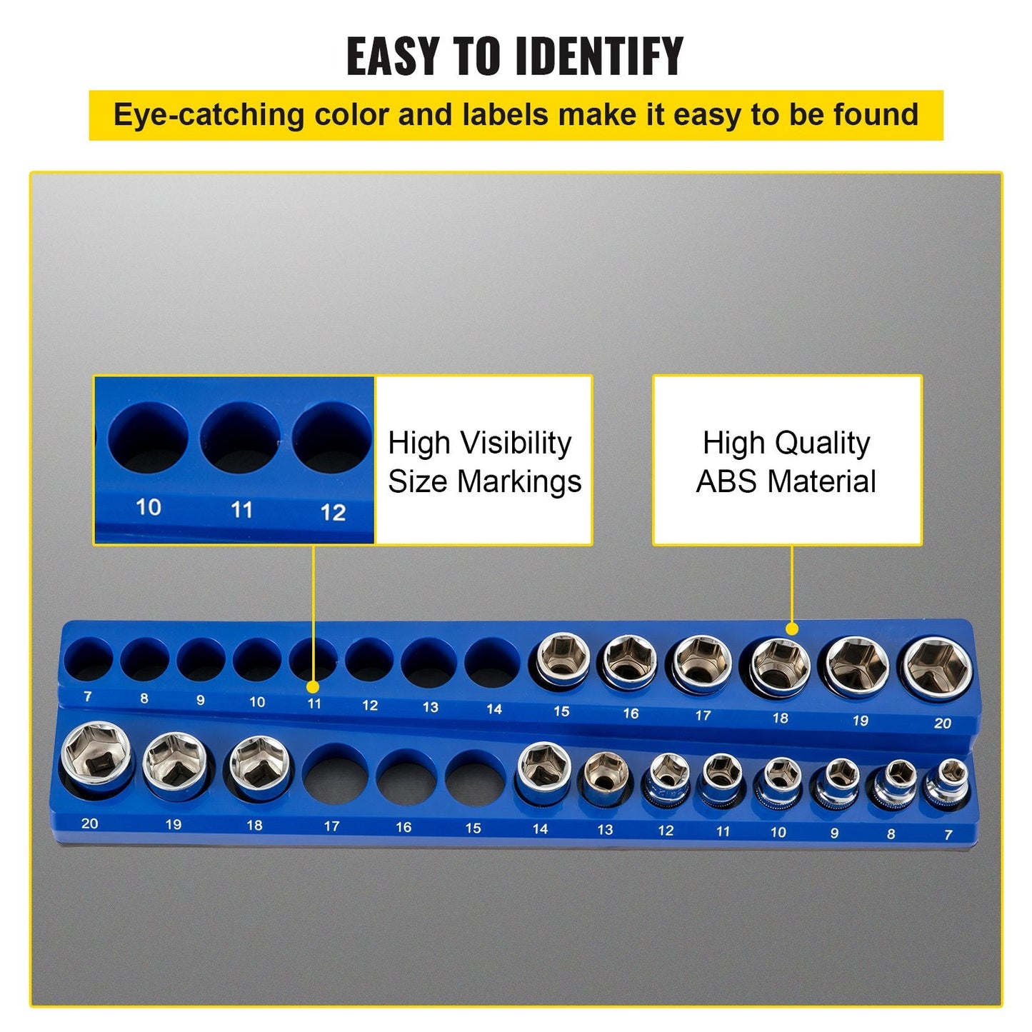 6-Pack Magnetic Socket Organizers for Metric & SAE, 0.0127m, 0.0095m, 0.0064m Drives