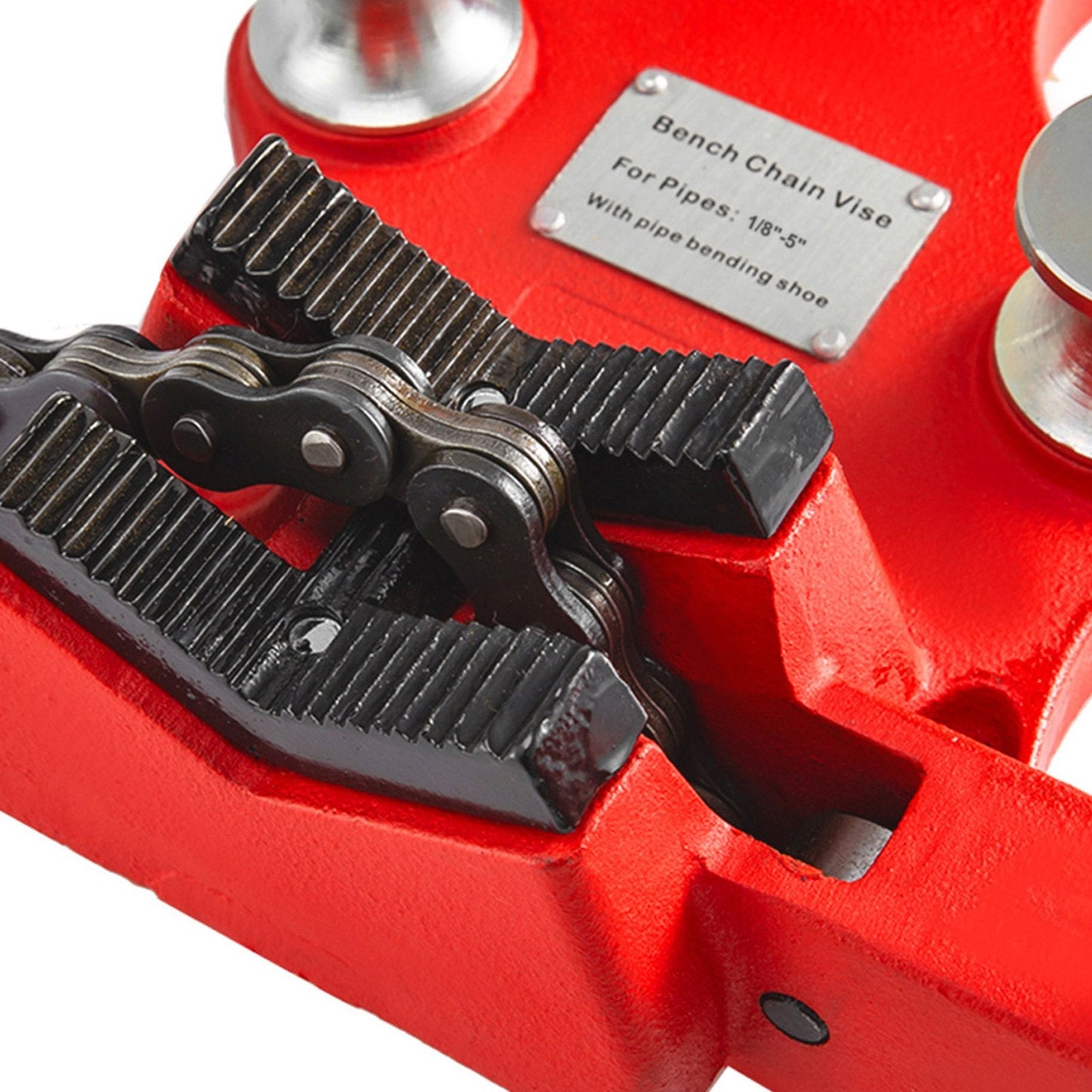 Heavy-Duty Cast Iron Chain Vise with Ergonomic Crank for 0.012 to 0.15m Pipes