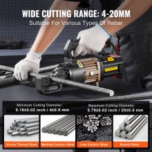 1000W Electric Hydraulic Rebar Cutter, Cuts 4-20mm, 9 kg, Black