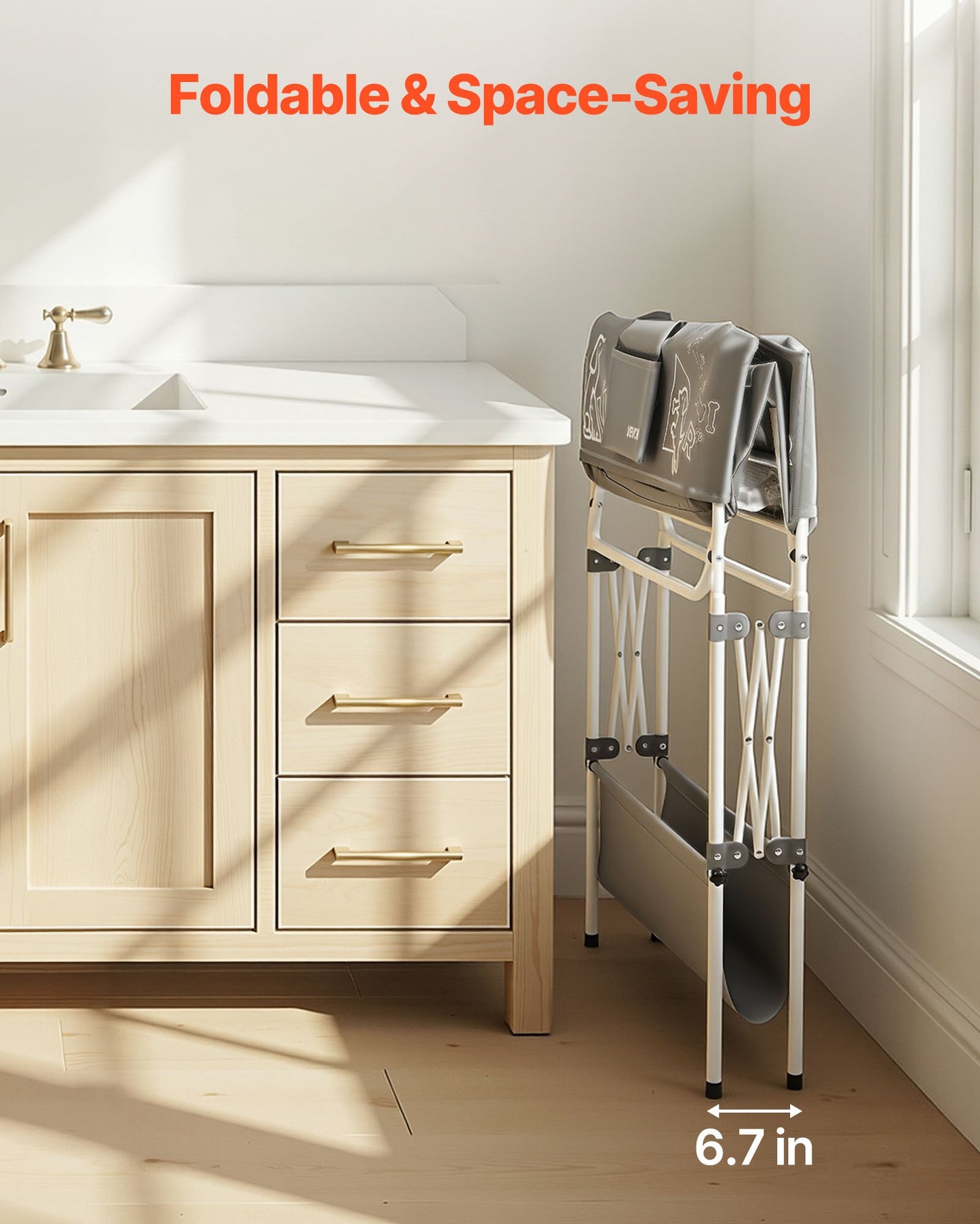 Dog Bathtub, Elevated Dog Bath Tub, Collapsible Pet Bathing Grooming Wash Station, Portable Foldable Space-saving, with Built-In Drain Hose for Small and Medium Pet Cat Indoor & Outdoor, Gray