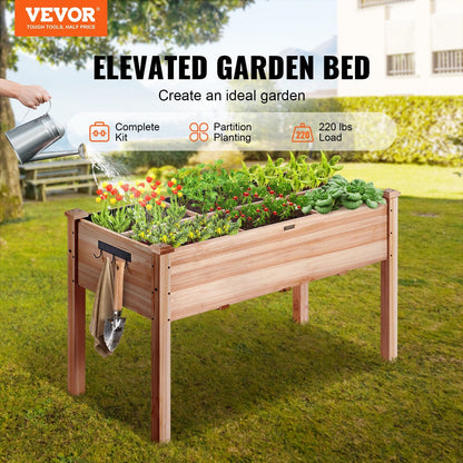 Elevated Wooden Planter Box for Outdoor Gardening, 120 x 58 x 76 cm, 100 kg Capacity