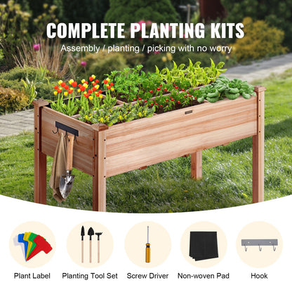Elevated Wooden Planter Box for Outdoor Gardening, 120 x 58 x 76 cm, 100 kg Capacity
