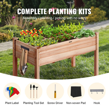 VEVOR Raised Garden Bed, 47.2 x 22.8 x 30 inch Wooden Planter Box, Elevated Outdoor