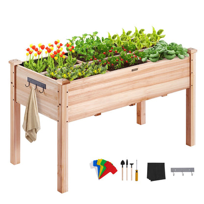 Elevated Wooden Planter Box for Outdoor Gardening, 120 x 58 x 76 cm, 100 kg Capacity