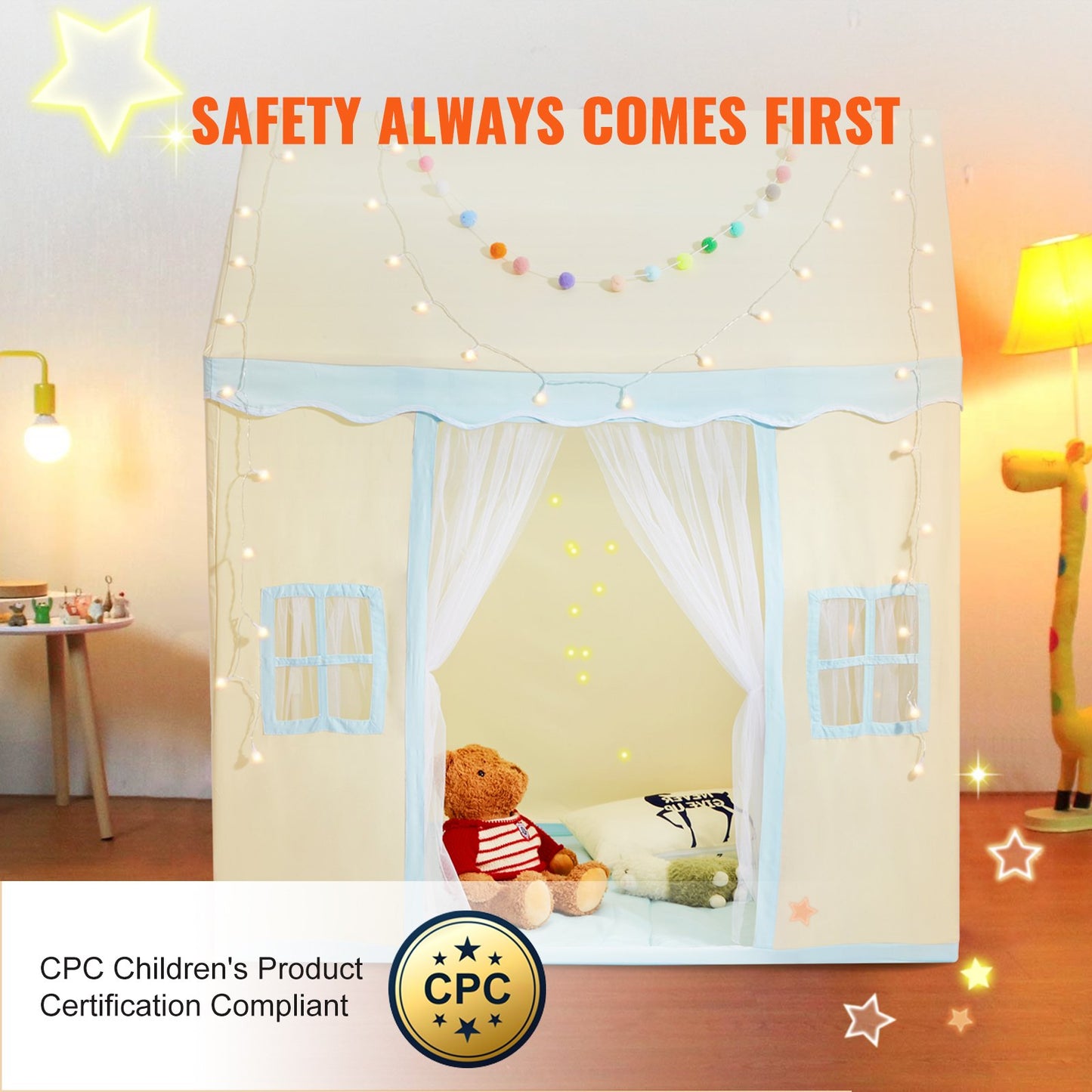 VEVOR Kids Play Tent, Kids Tent for Kids 1-5 Years Old, Toddler Tent with Mat and