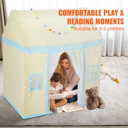 Kids Playhouse Tent with Mat & Lamp, Indoor/Outdoor, Ages 1-5, Beige