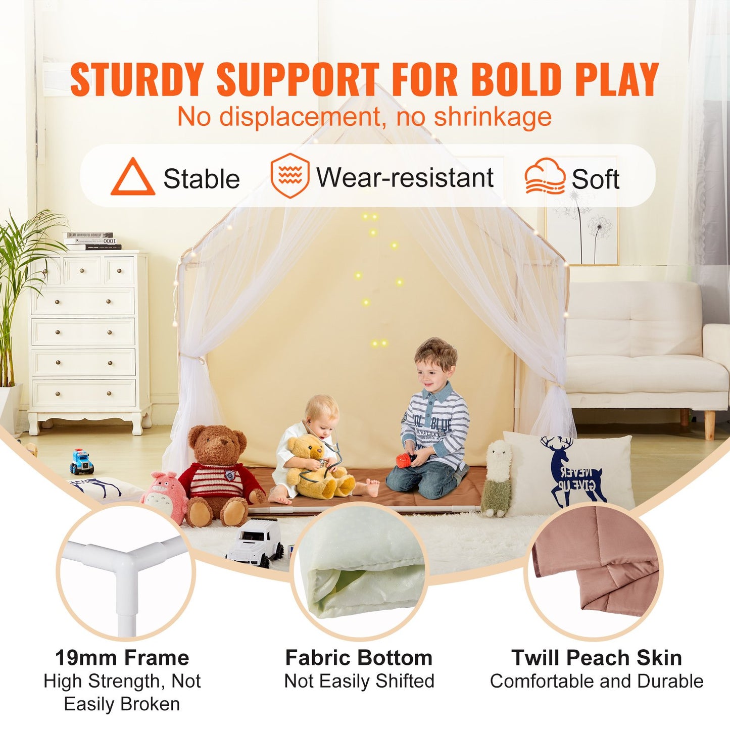 VEVOR Kids Play Tent, Kids Tent for Kids 1-5 Years Old, Toddler Tent with Mat and