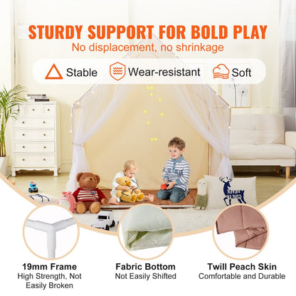 Toddler Yurt Tent with Mat & Lamp for Indoor/Outdoor Use, Ages 1-5, Beige