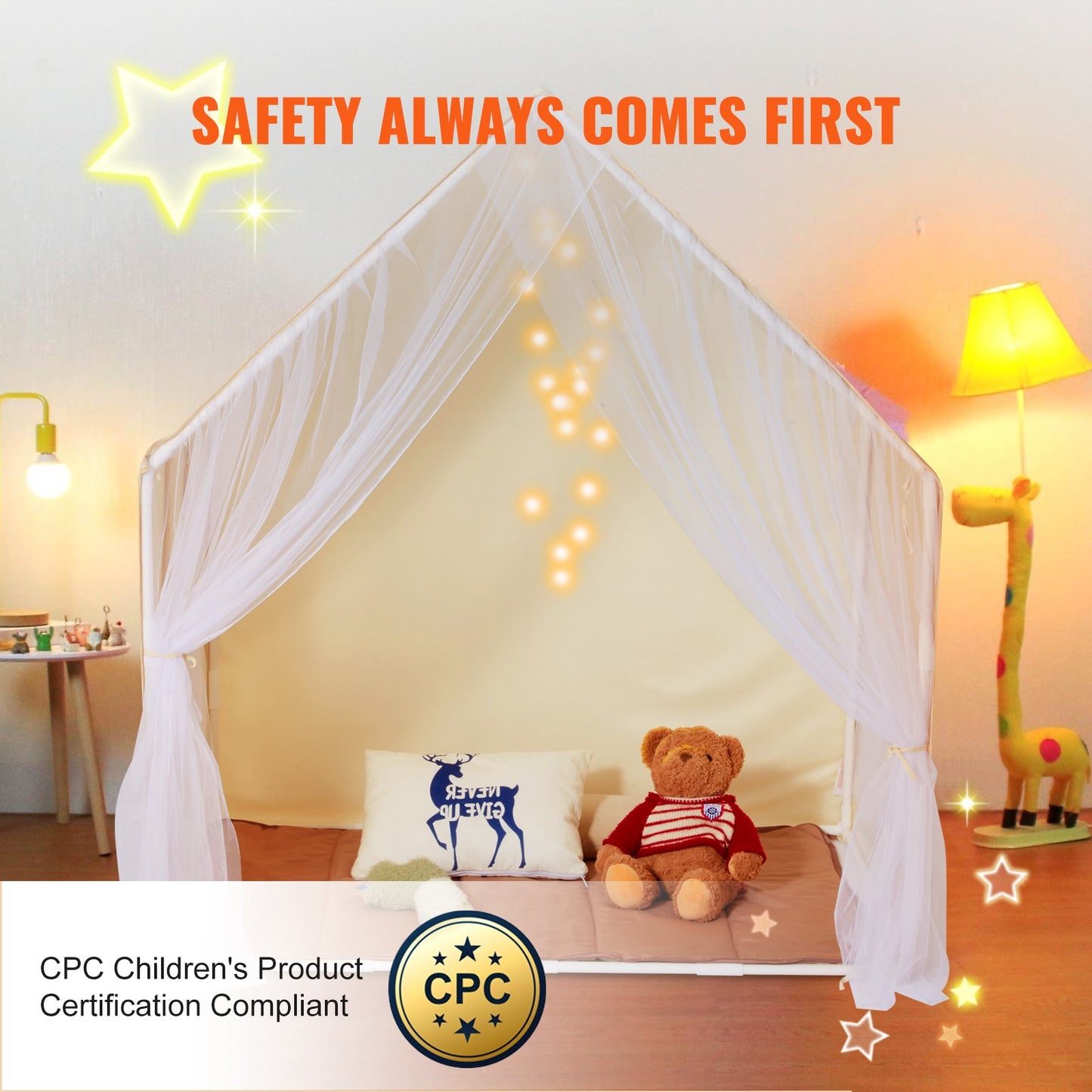 VEVOR Kids Play Tent, Kids Tent for Kids 1-5 Years Old, Toddler Tent with Mat and