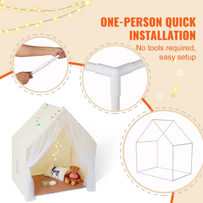 Toddler Yurt Tent with Mat & Lamp for Indoor/Outdoor Use, Ages 1-5, Beige