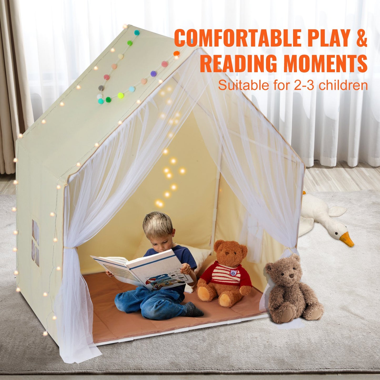 VEVOR Kids Play Tent, Kids Tent for Kids 1-5 Years Old, Toddler Tent with Mat and