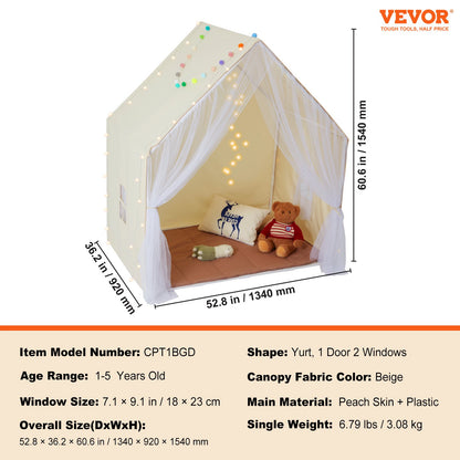 VEVOR Kids Play Tent, Kids Tent for Kids 1-5 Years Old, Toddler Tent with Mat and