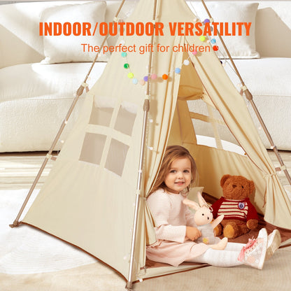 Foldable Teepee Play Tent for Toddlers, Indoor/Outdoor Use, Ages 1-5, Beige