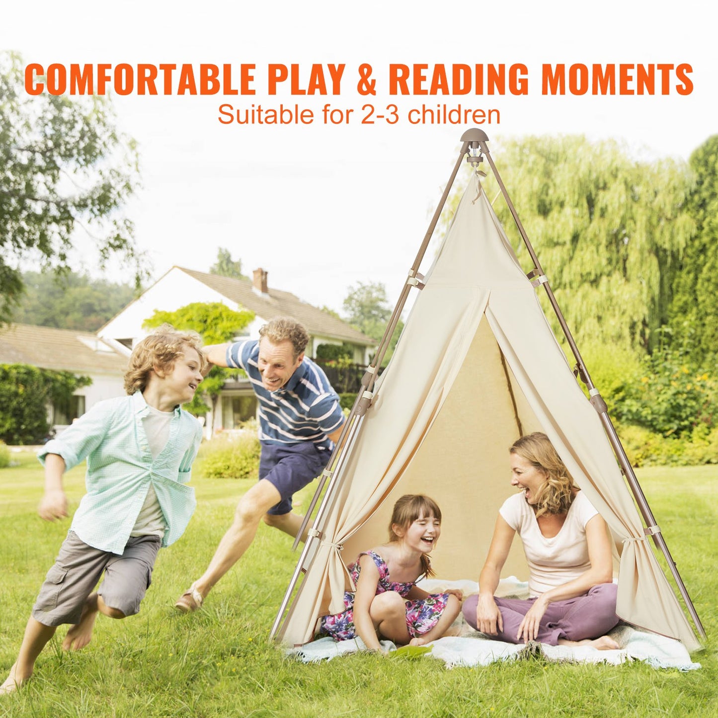 VEVOR Kids Play Tent, Teepee Tent for Kids 1-5 Years Old, Foldable Toddler Tent