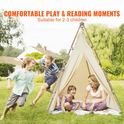 Foldable Teepee Play Tent for Toddlers, Indoor/Outdoor Use, Ages 1-5, Beige