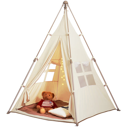 Foldable Teepee Play Tent for Toddlers, Indoor/Outdoor Use, Ages 1-5, Beige