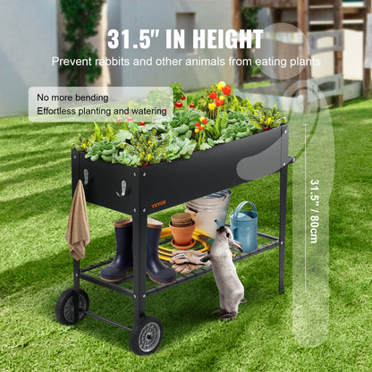 Elevated Galvanized Metal Planter Box, 108 x 49.5 x 80 cm for Outdoor Use