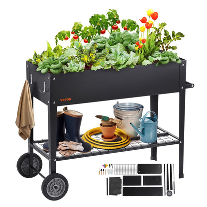 Elevated Galvanized Metal Planter Box, 108 x 49.5 x 80 cm for Outdoor Use