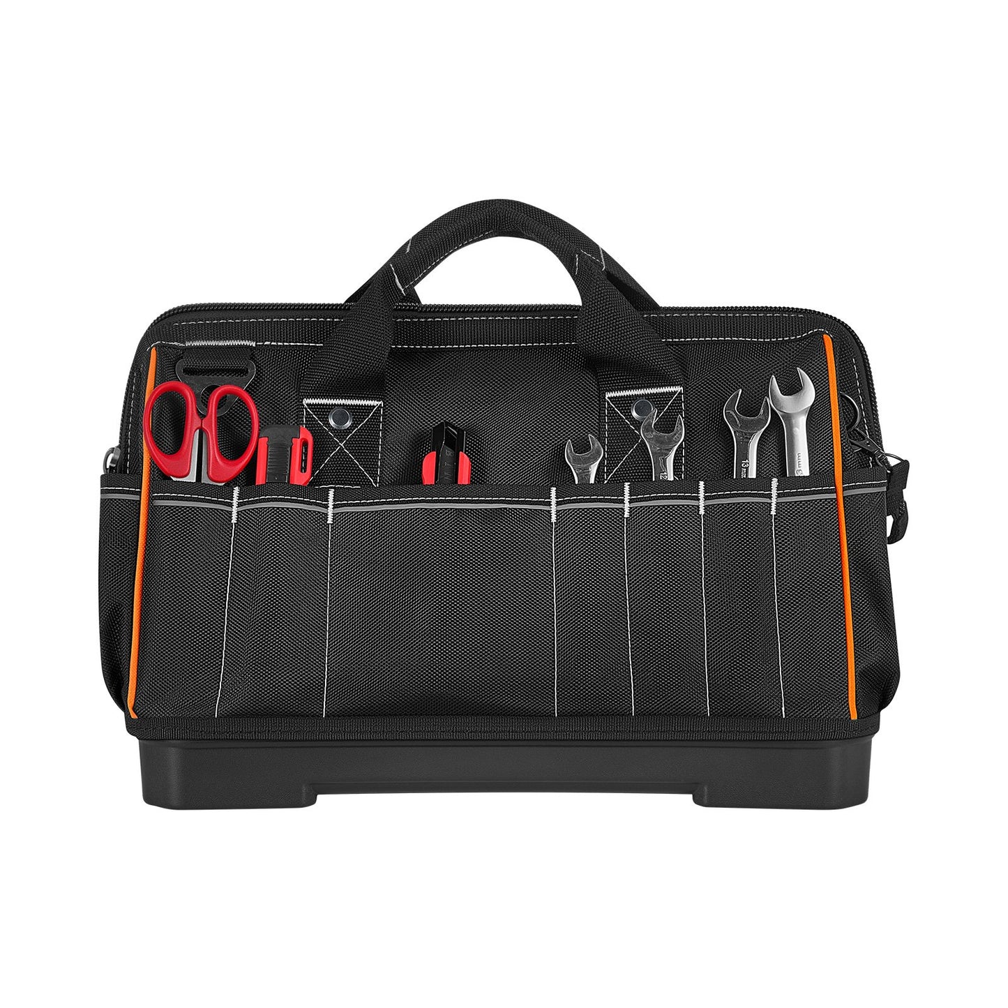 Tool Bag, 410 MM, 33-Pocket Portable Large Tool Box Organizer Storage, Toolbox with Water-Resistant Base, Large Zipper, Adjustable Shoulder Strap Toolbag, for Men Women Dad Husband Fathers Day