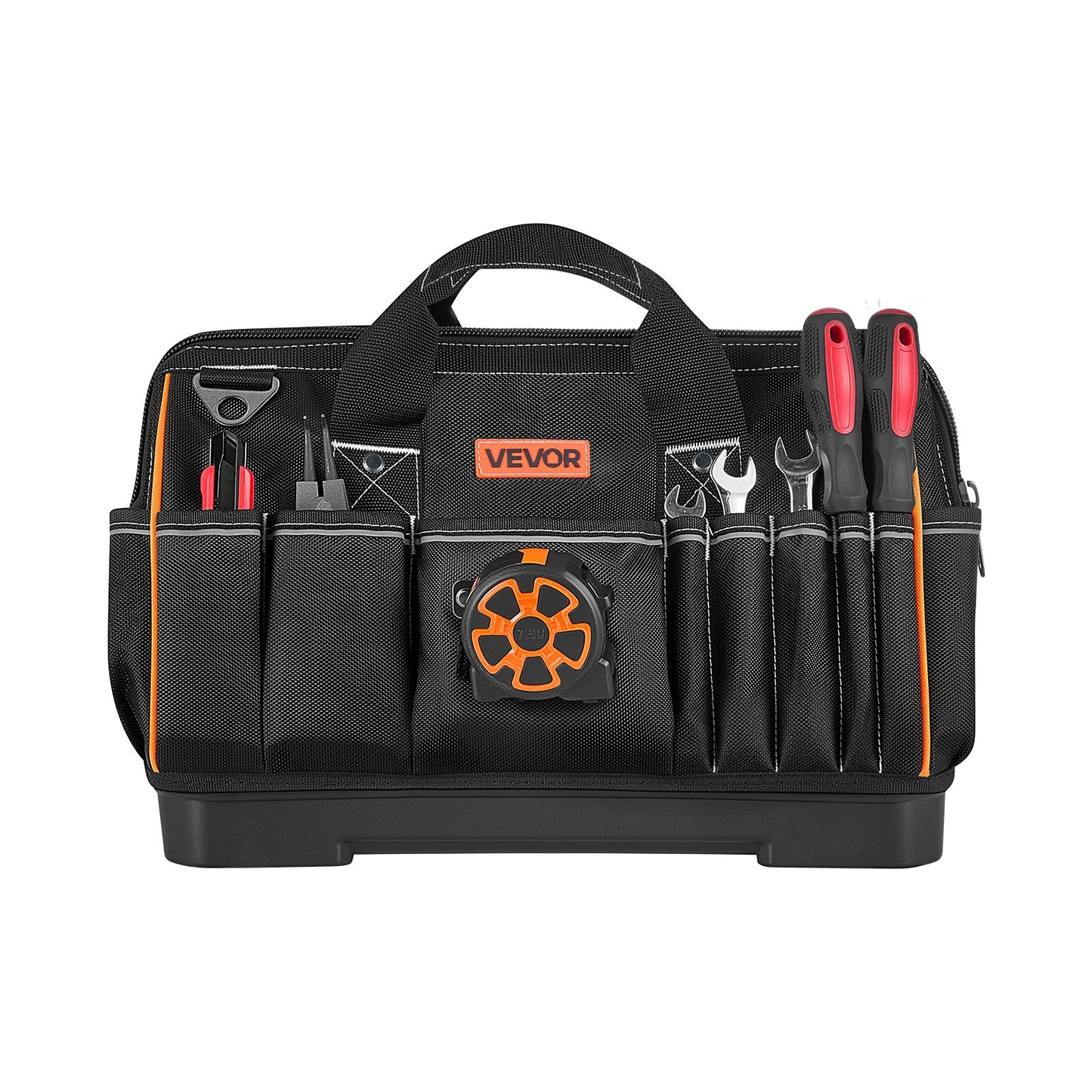 Tool Bag, 410 MM, 33-Pocket Portable Large Tool Box Organizer Storage, Toolbox with Water-Resistant Base, Large Zipper, Adjustable Shoulder Strap Toolbag, for Men Women Dad Husband Fathers Day