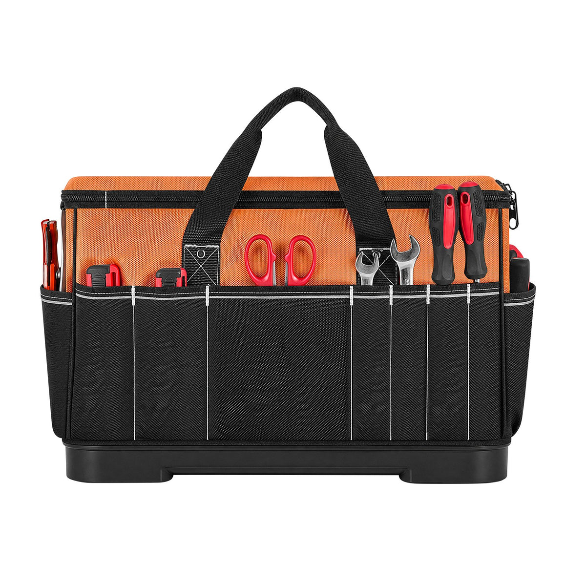 Tool Bag, 485 MM, 33-Pocket Portable Large Tool Box Organizer Storage, Toolbox with Water-Resistant Base, Large Zipper, Adjustable Shoulder Strap Toolbag, for Men Women Dad Husband Fathers Day