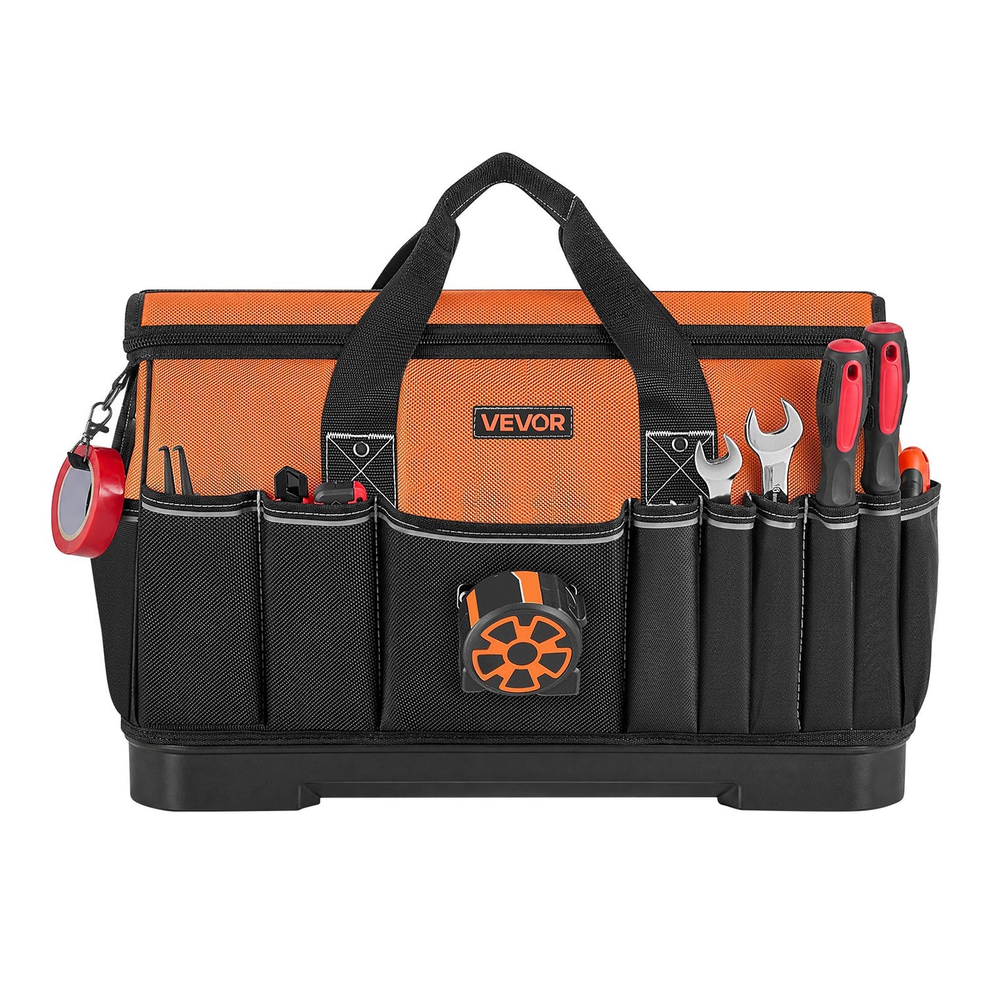 Tool Bag, 485 MM, 33-Pocket Portable Large Tool Box Organizer Storage, Toolbox with Water-Resistant Base, Large Zipper, Adjustable Shoulder Strap Toolbag, for Men Women Dad Husband Fathers Day
