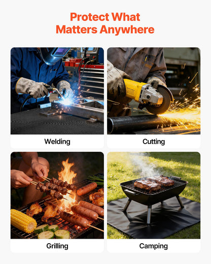 Welding Blanket, 1829mm x 2438mm Silicone Coated Fiberglass Welding Blanket, 1800°F Heat Resistant Safety Protection Blankets, Flame Retardant Fireproof Insulation Mat with Metal Grommets