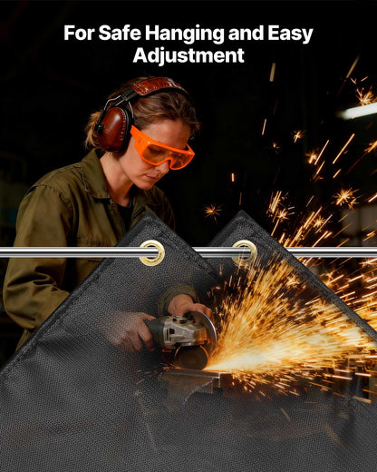 Welding Blanket, 1829mm x 2438mm Silicone Coated Fiberglass Welding Blanket, 1800°F Heat Resistant Safety Protection Blankets, Flame Retardant Fireproof Insulation Mat with Metal Grommets