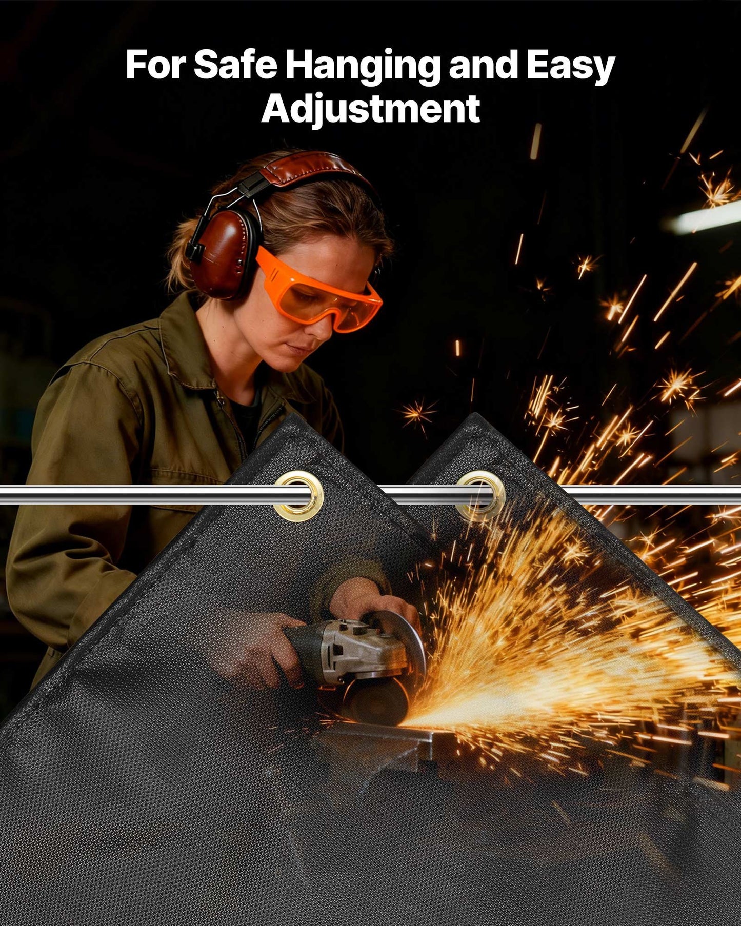Welding Blanket, 1219mm x 1829mm Silicone Coated Fiberglass Welding Blanket, 1800°F Heat Resistant Safety Protection Blankets, Flame Retardant Fireproof Insulation Mat with Metal Grommets