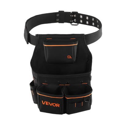 Tool Pouch with Belt, 14 Pockets Professional Tool Belt Pouch for Men, Heavy Duty Detachable Adjustable Utility Work Bag for Electrician, Carpenter, Construction, Adjusts Waist 83 cm to 127 cm