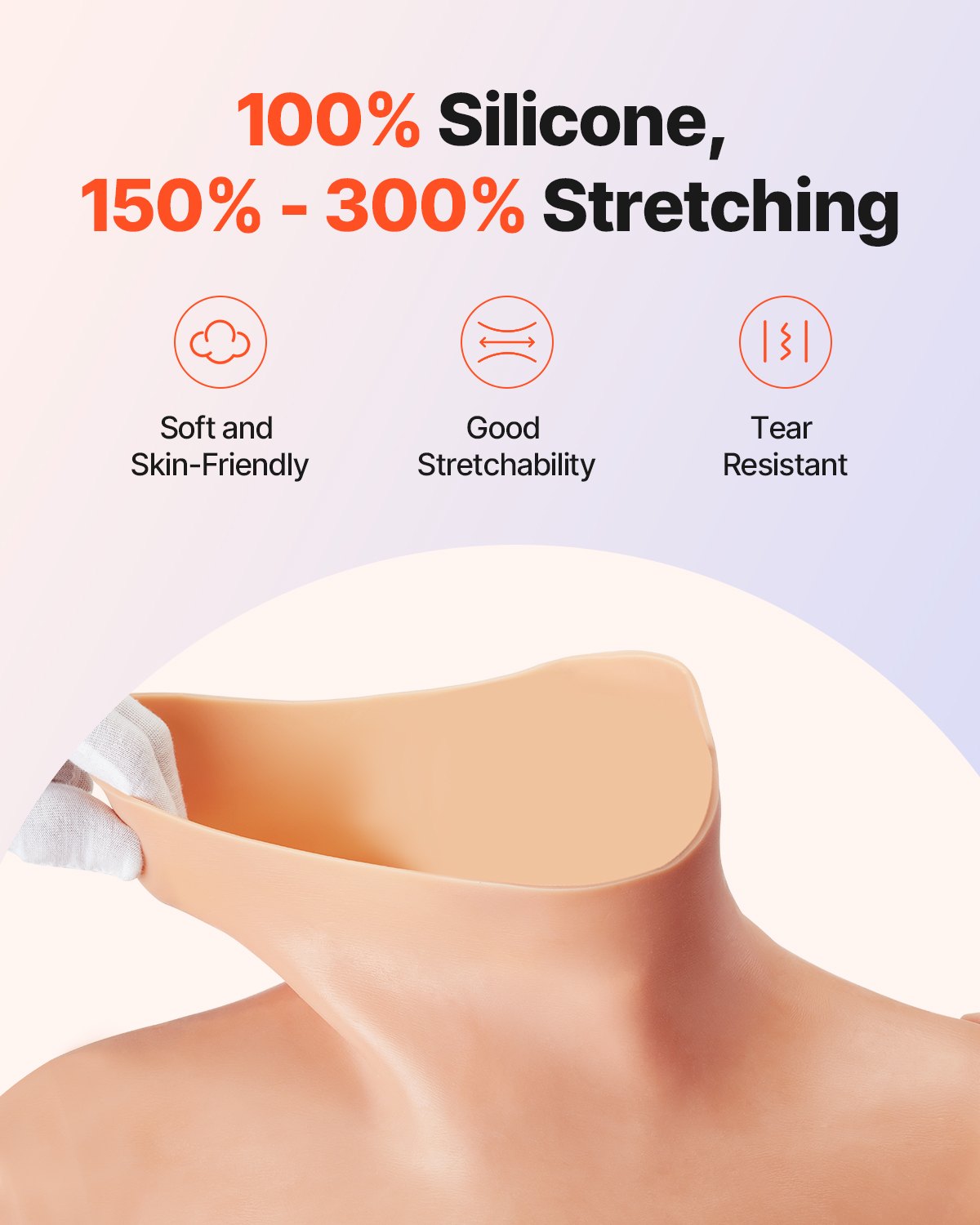 Silicone Bodysuit, D-Cup Silicone Breastplate for Crossdressers, Realistic Silk Cotton-Filled Fake Boobs Breast Forms for Transgender Cosplay Drag Queen, Nude