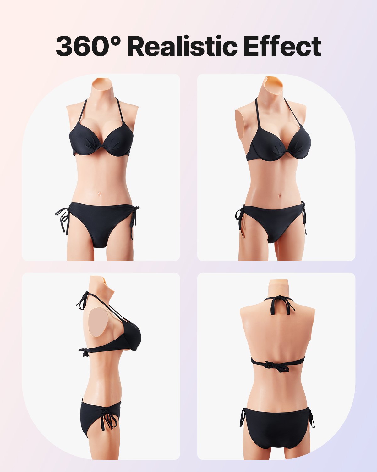 Silicone Bodysuit, D-Cup Silicone Breastplate for Crossdressers, Realistic Silk Cotton-Filled Fake Boobs Breast Forms for Transgender Cosplay Drag Queen, Nude