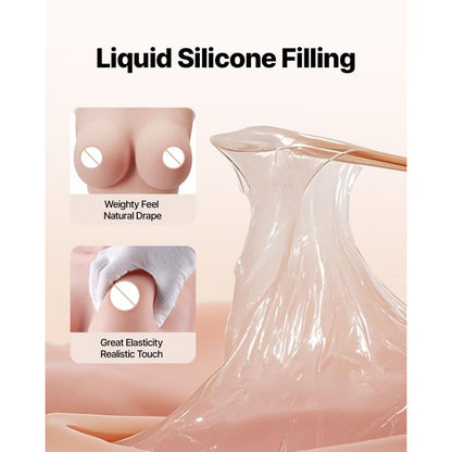 VEVOR Silicone Breastplate C-Cup High Neck Fake Breasts for Cosplay Drag Queen