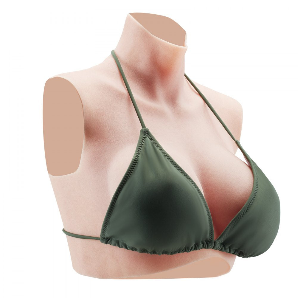 VEVOR Silicone Breastplate C-Cup High Neck Fake Breasts for Cosplay Drag Queen