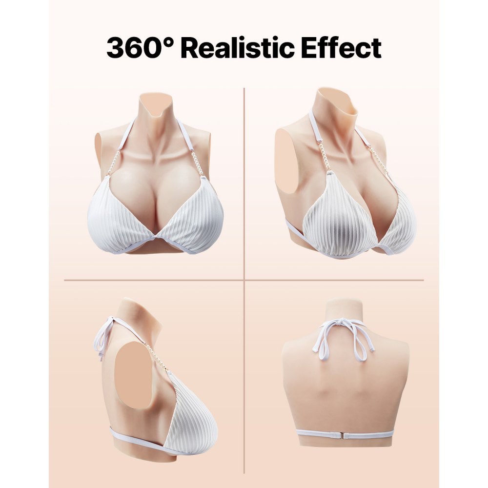 Silicone Breastplate H-Cup High Neck Fake Breasts for Cosplay Drag Queen