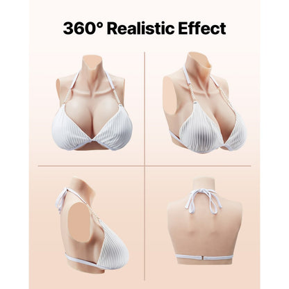 Silicone Breastplate H-Cup High Neck Fake Breasts for Cosplay Drag Queen