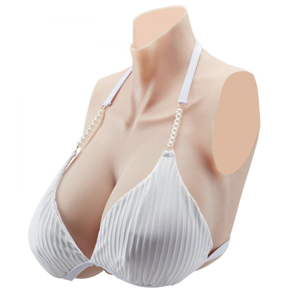 Silicone Breastplate H-Cup High Neck Fake Breasts for Cosplay Drag Queen