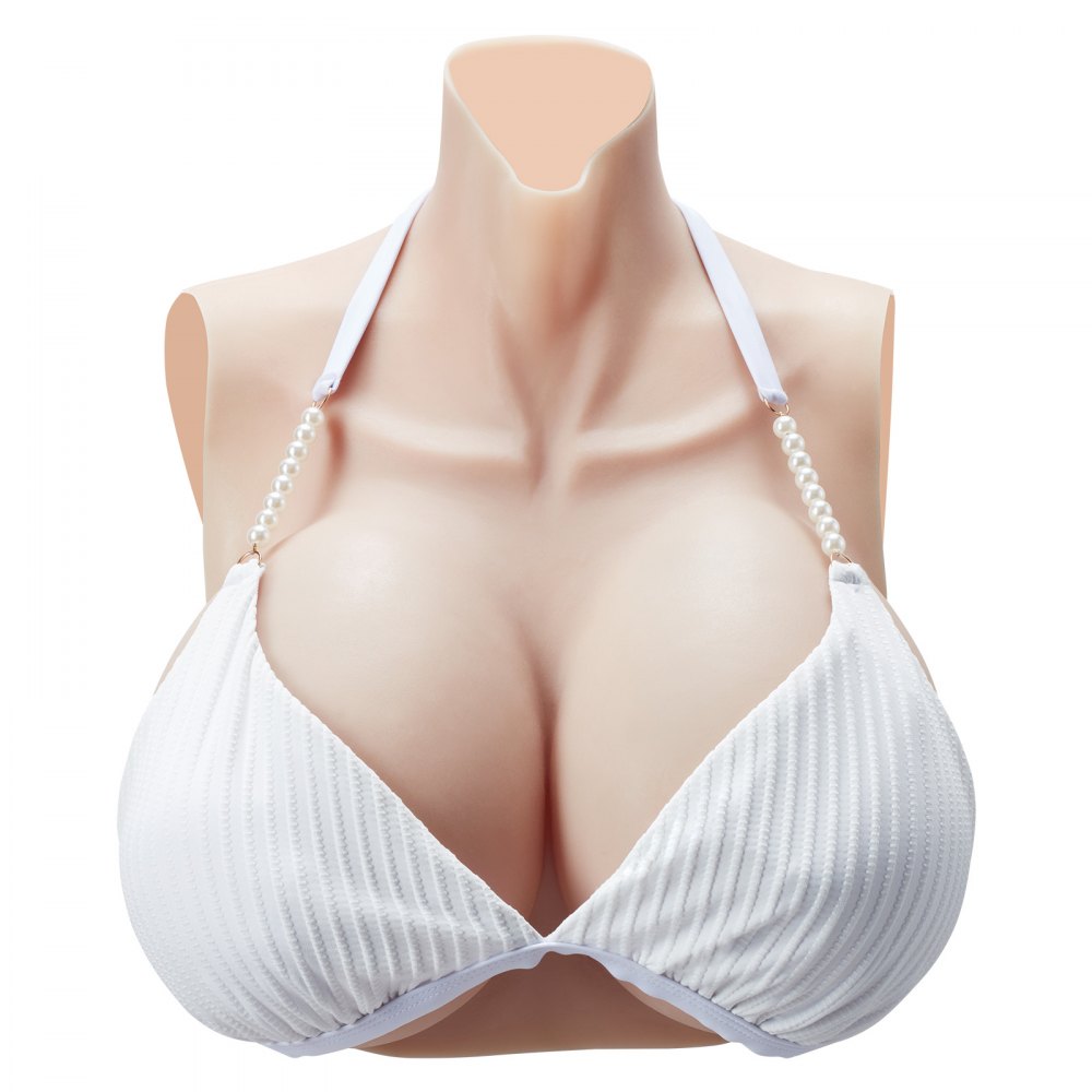 Silicone Breastplate H-Cup High Neck Fake Breasts for Cosplay Drag Queen