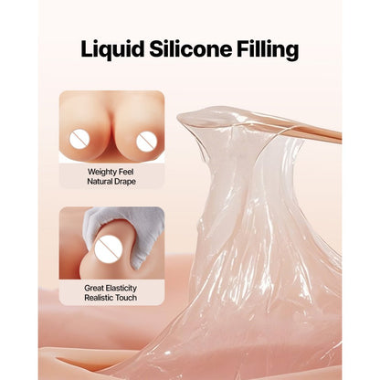 VEVOR Silicone Breastplate E-Cup High Neck Fake Breasts for Cosplay Drag Queen