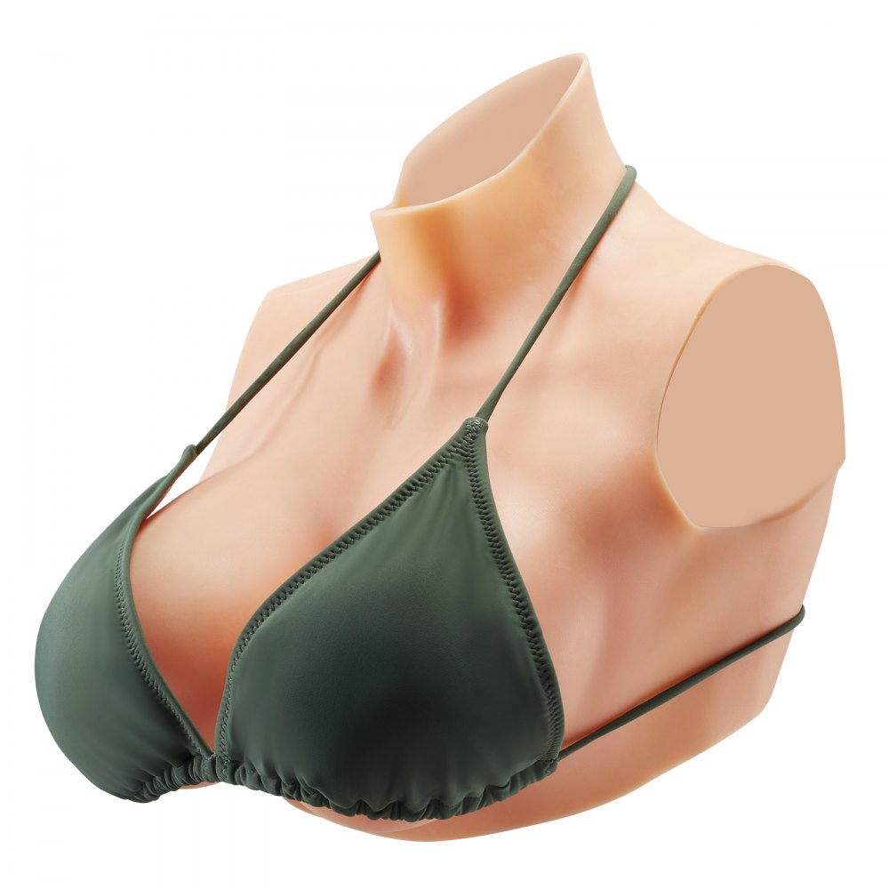 VEVOR Silicone Breastplate E-Cup High Neck Fake Breasts for Cosplay Drag Queen