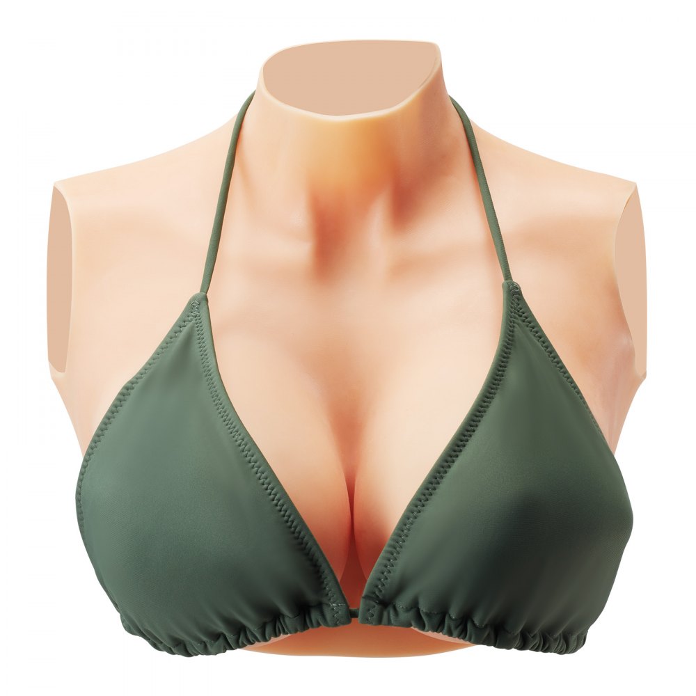 VEVOR Silicone Breastplate E-Cup High Neck Fake Breasts for Cosplay Drag Queen